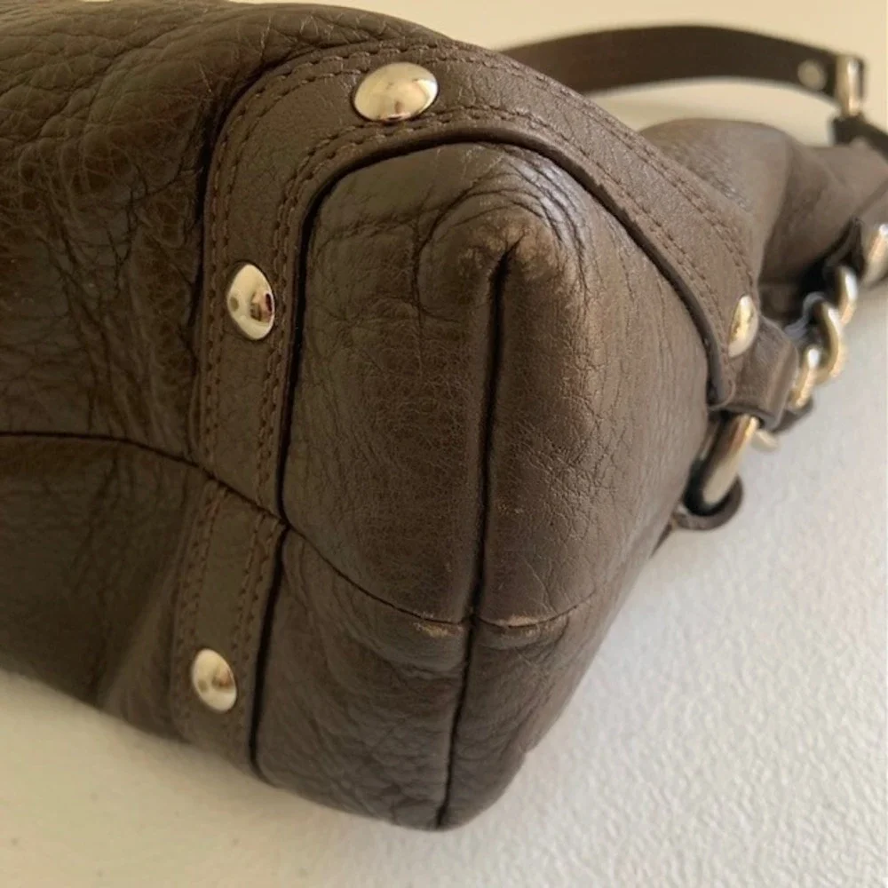 Coach Carly Y2K Espresso Brown Pebbled Leather Hobo Shoulder Bag Slouchy Purse